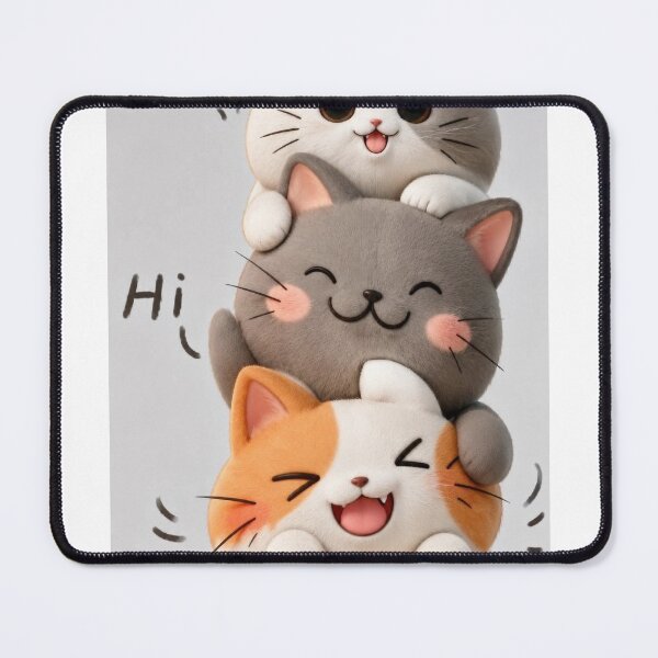 Item preview, Cute Stacked Kawaii Cats Saying Hi and Wow Art designed and sold by Hey! your search is end here.