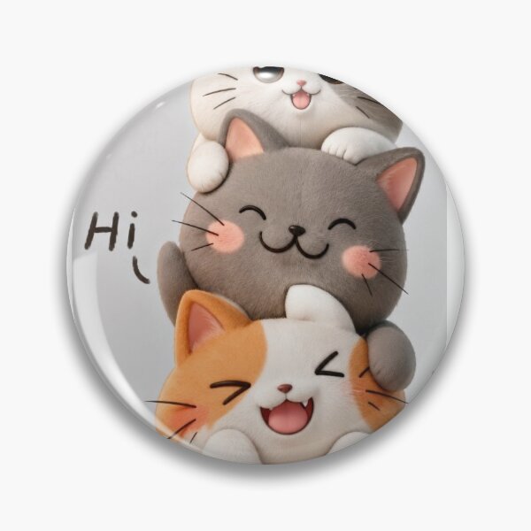Item preview, Cute Stacked Kawaii Cats Saying Hi and Wow Art designed and sold by Hey! your search is end here.