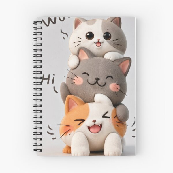 Item preview, Cute Stacked Kawaii Cats Saying Hi and Wow Art designed and sold by Hey! your search is end here.