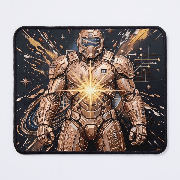 Item preview, Bronze Mech Warrior - Glowing Chest Star & Impasto Sci-Fi Robot Art designed and sold by SupernovaNote.