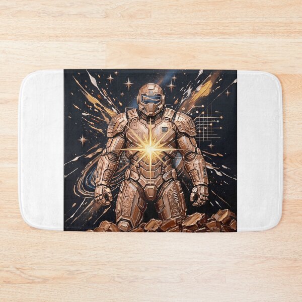 Item preview, Bronze Mech Warrior - Glowing Chest Star & Impasto Sci-Fi Robot Art designed and sold by SupernovaNote.