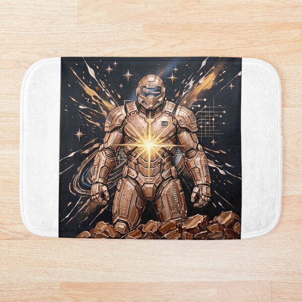 Item preview, Bronze Mech Warrior - Glowing Chest Star & Impasto Sci-Fi Robot Art designed and sold by SupernovaNote.