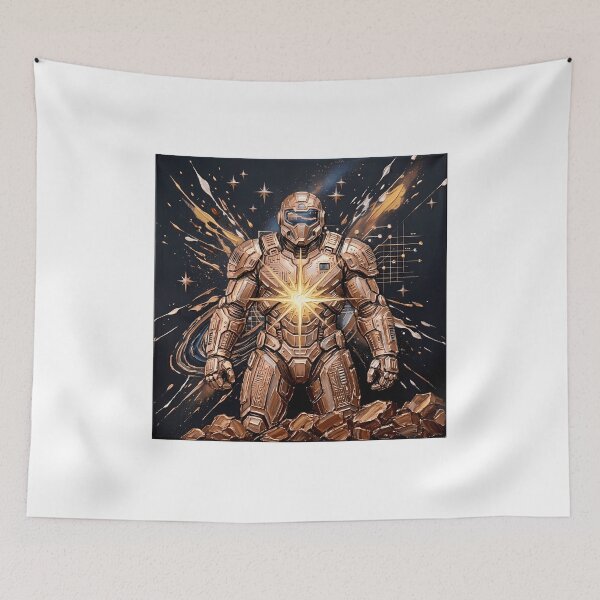 Item preview, Bronze Mech Warrior - Glowing Chest Star & Impasto Sci-Fi Robot Art designed and sold by SupernovaNote.