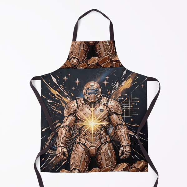 Item preview, Bronze Mech Warrior - Glowing Chest Star & Impasto Sci-Fi Robot Art designed and sold by SupernovaNote.