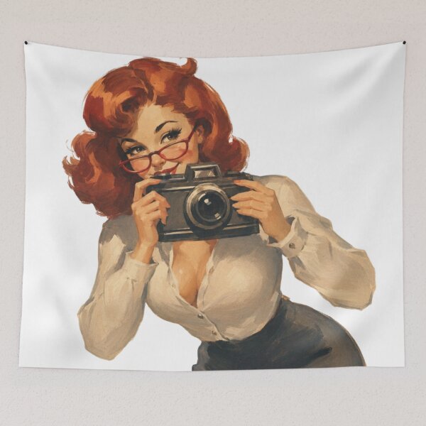 Item preview, Retro Pinup Photographer – Vintage Glamour Girl Original Art designed and sold by Cosplayvintage.