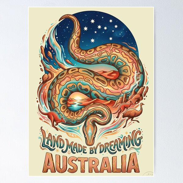 Item preview, Australia Rainbow Serpent Dreamtime Outback Design designed and sold by VoidAnimeStudio.