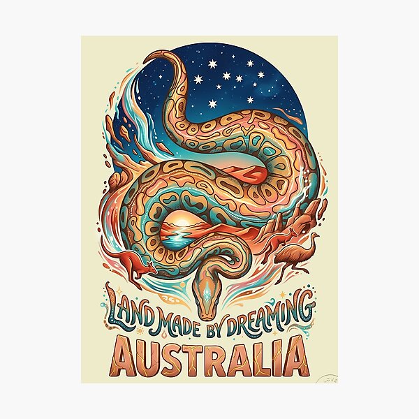 Item preview, Australia Rainbow Serpent Dreamtime Outback Design designed and sold by VoidAnimeStudio.