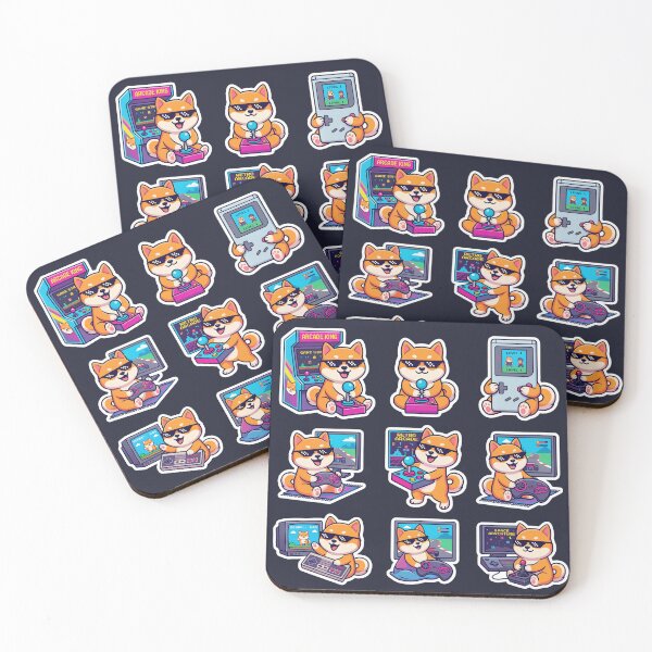 Item preview, Cute Retro Gamer Shiba Inu Sticker Set designed and sold by POKPAK.