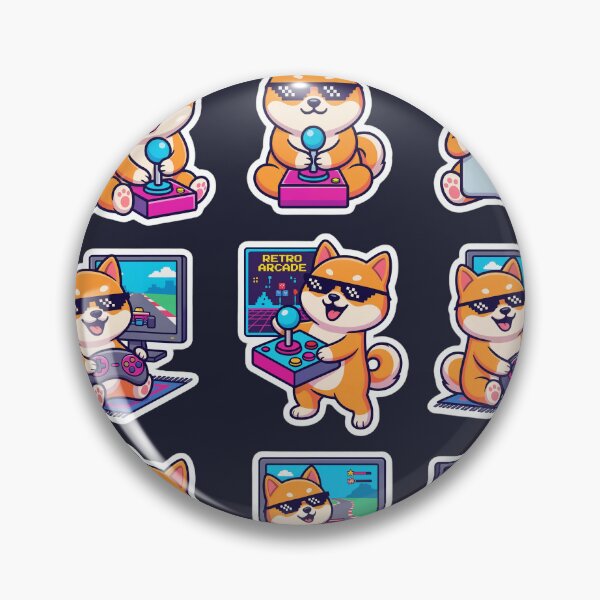 Item preview, Cute Retro Gamer Shiba Inu Sticker Set designed and sold by POKPAK.