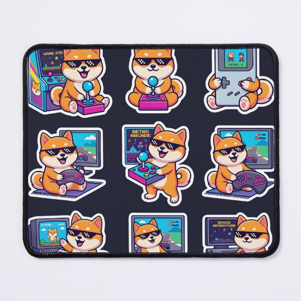 Item preview, Cute Retro Gamer Shiba Inu Sticker Set designed and sold by POKPAK.