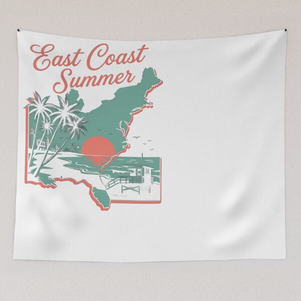 Item preview, East Coast Summer Beach Vacation Retro Map designed and sold by JMDesignHub.
