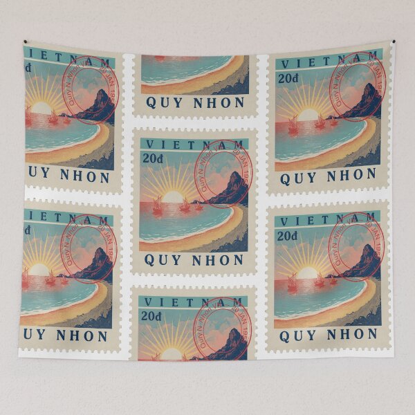 Artikelvorschau, Quy Nhon Vietnam Küsten-Briefmarken-Reiseaufkleber entworfen und verkauft von stickercuffs.