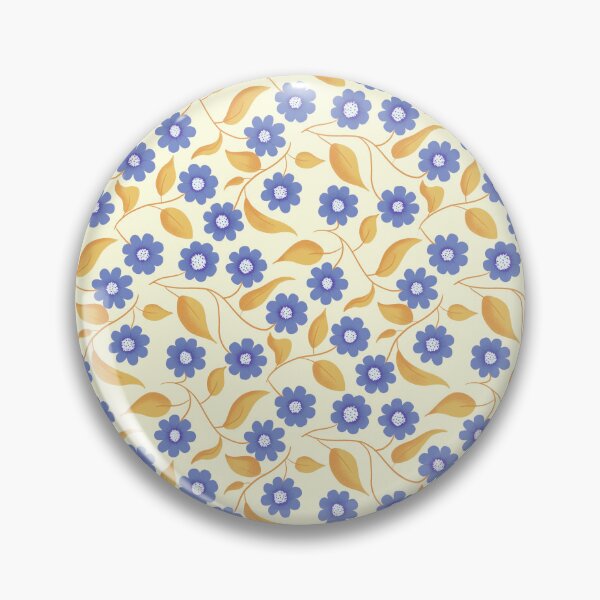 Item preview, Tossed Periwinkle Daisy Botanical – Blue and Gold Floral on Cream designed and sold by Abbdabbs.