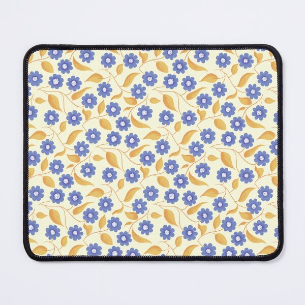 Item preview, Tossed Periwinkle Daisy Botanical – Blue and Gold Floral on Cream designed and sold by Abbdabbs.