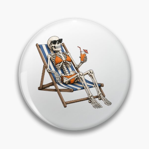 Item preview, Funny Skeleton Sunbathing on Beach Chair | Summer Goth Skeleton Illustration | Relaxing Skeleton in Bikini | Cute Gothic Beach Vacation Design designed and sold by holistech.