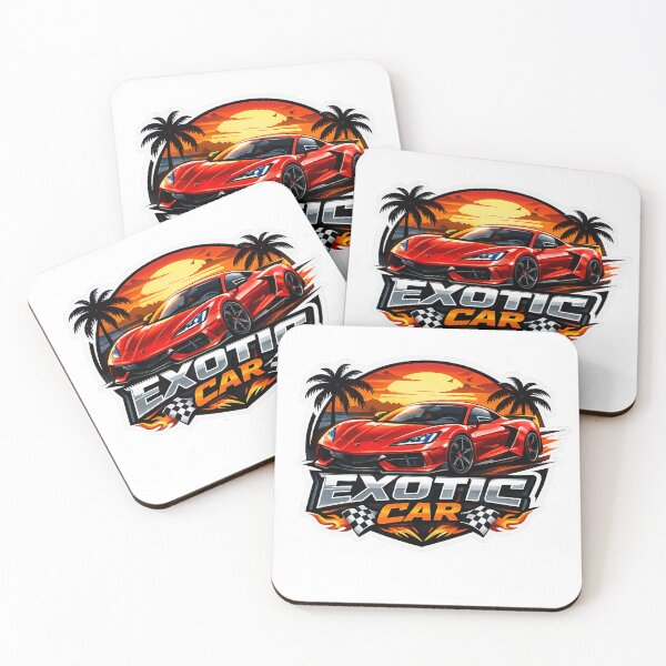Item preview, Retro Sunset Red Exotic Sports Car Sticker designed and sold by AuraAuto.