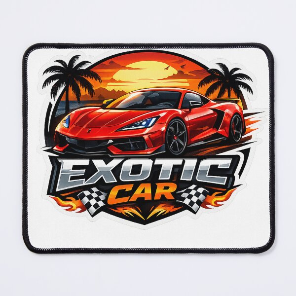 Item preview, Retro Sunset Red Exotic Sports Car Sticker designed and sold by AuraAuto.