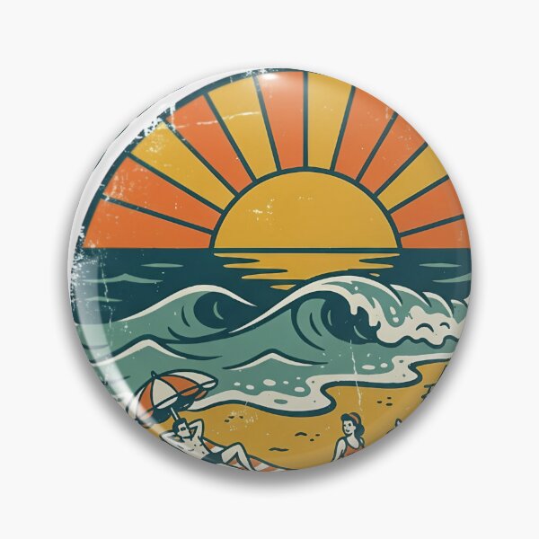 Item preview, Coastal State of Mind Vintage Beach Sunset Waves designed and sold by JMDesignHub.