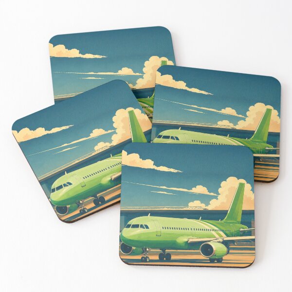 Item preview, Green Passenger Airliner Airport Illustration designed and sold by EMairplanes.