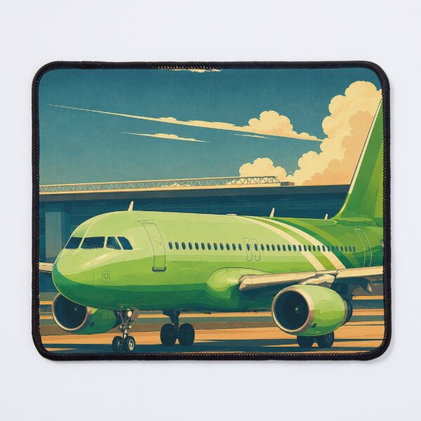 Item preview, Green Passenger Airliner Airport Illustration designed and sold by EMairplanes.