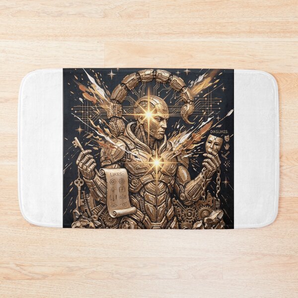 Item preview, Golden Cyborg AI - Glowing Star & Mechanical Impasto Sci-Fi Art designed and sold by SupernovaNote.