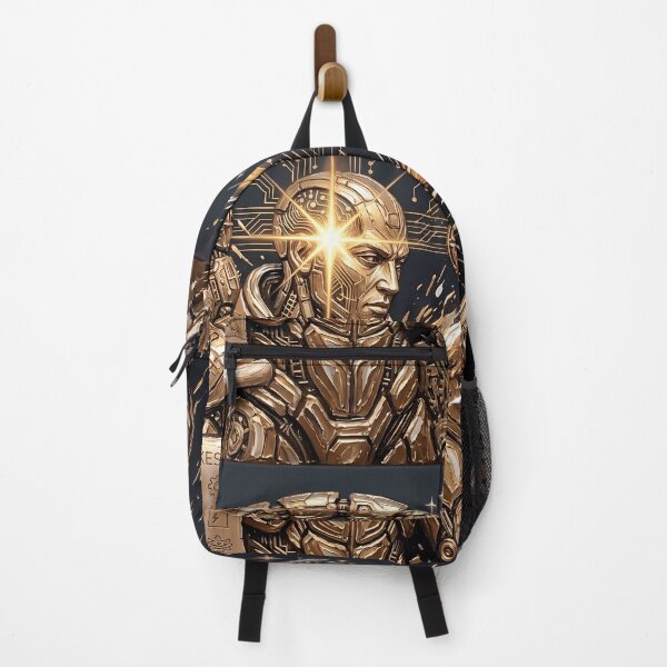 Item preview, Golden Cyborg AI - Glowing Star & Mechanical Impasto Sci-Fi Art designed and sold by SupernovaNote.