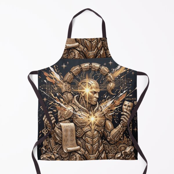 Item preview, Golden Cyborg AI - Glowing Star & Mechanical Impasto Sci-Fi Art designed and sold by SupernovaNote.