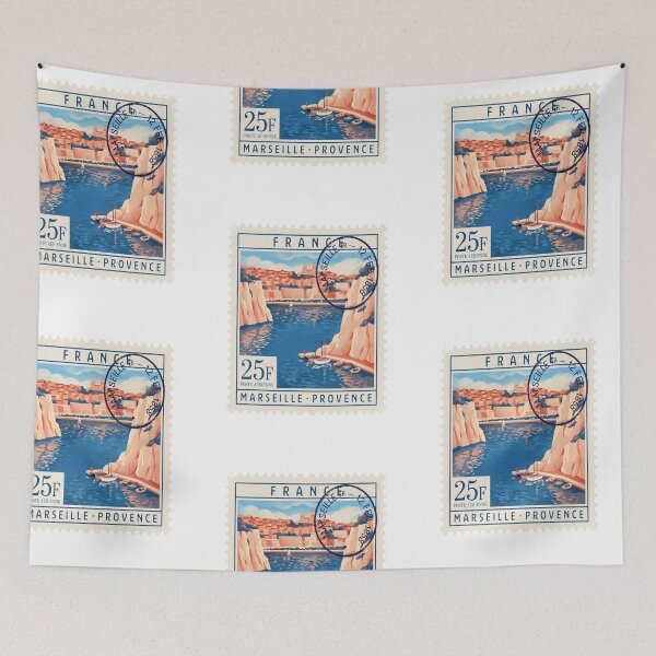Item preview, Marseille France Coastal Postage Stamp Travel Sticker designed and sold by stickercuffs.