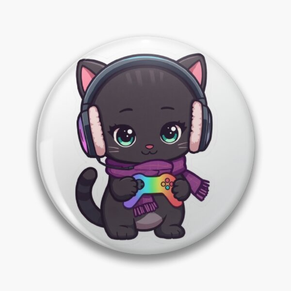 Item preview, Cute Winter Gamer Cat with RGB Headphones Kawaii Sticker designed and sold by Stylestickers55.
