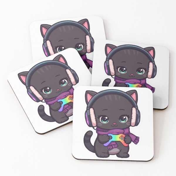 Item preview, Cute Winter Gamer Cat with RGB Headphones Kawaii Sticker designed and sold by Stylestickers55.