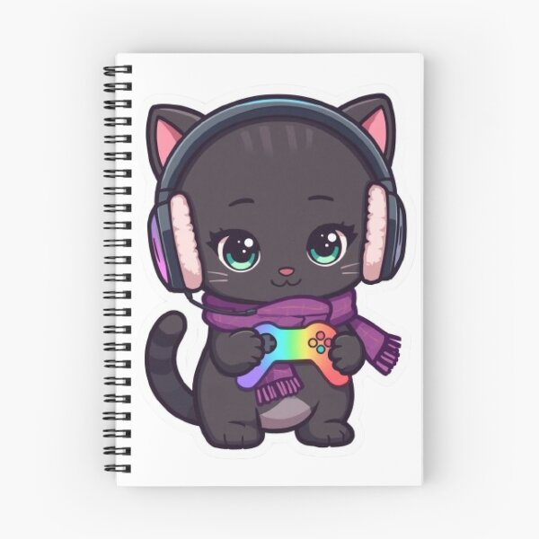 Item preview, Cute Winter Gamer Cat with RGB Headphones Kawaii Sticker designed and sold by Stylestickers55.