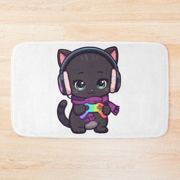 Item preview, Cute Winter Gamer Cat with RGB Headphones Kawaii Sticker designed and sold by Stylestickers55.