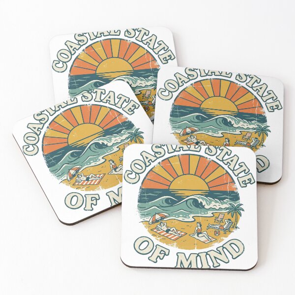 Item preview, Coastal State of Mind Vintage Beach Sunset Waves designed and sold by JMDesignHub.