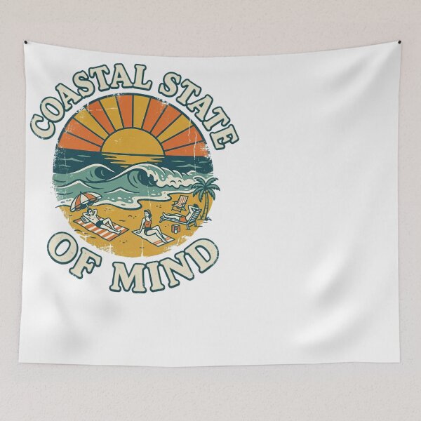 Item preview, Coastal State of Mind Vintage Beach Sunset Waves designed and sold by JMDesignHub.