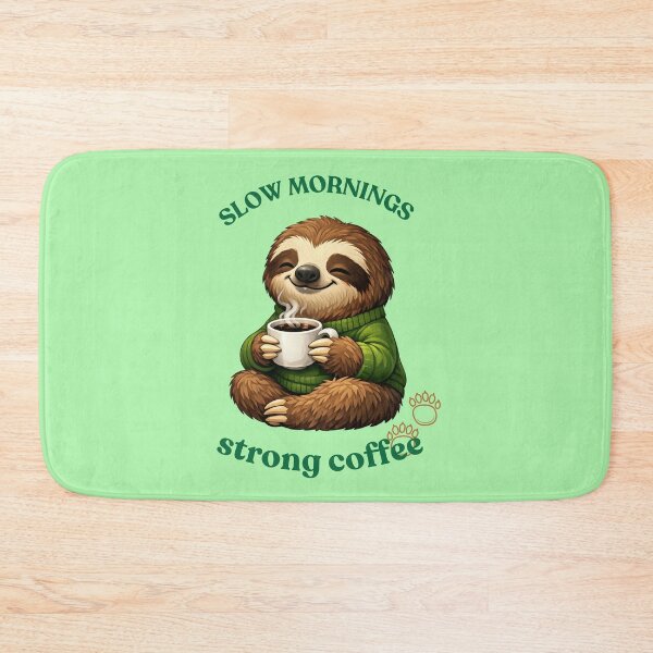 Item preview, Cute Sloth Drinking Coffee - Slow Mornings, Strong Coffee Cozy Coffee Lover Design. designed and sold by LunaPrintCo.