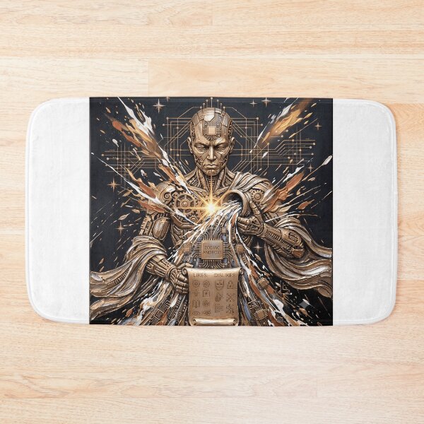 Item preview, Zodiac Android - Golden AI Robot & Likes Dislikes List Impasto Sci-Fi Art designed and sold by SupernovaNote.
