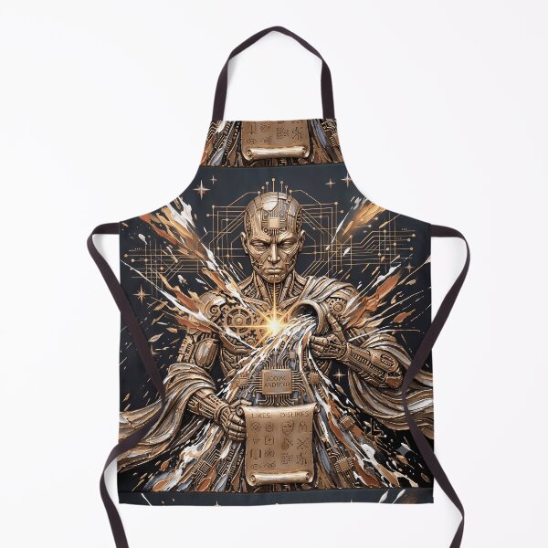 Item preview, Zodiac Android - Golden AI Robot & Likes Dislikes List Impasto Sci-Fi Art designed and sold by SupernovaNote.