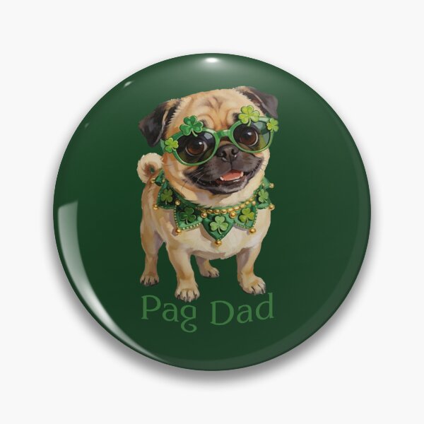 Item preview, St Patricks Day Pug Dad Cute Lucky Dog designed and sold by TatyanaArt.
