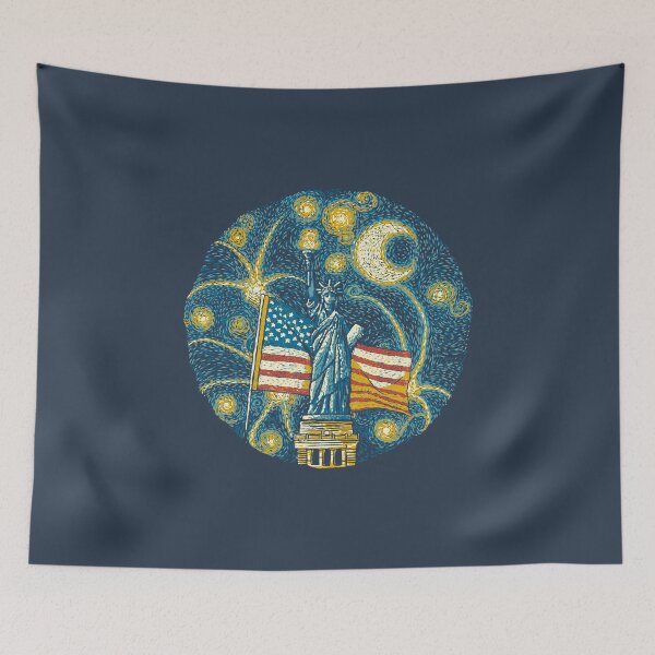 Item preview, USA Flag Firework Starry Night designed and sold by Tobe Fonseca®.