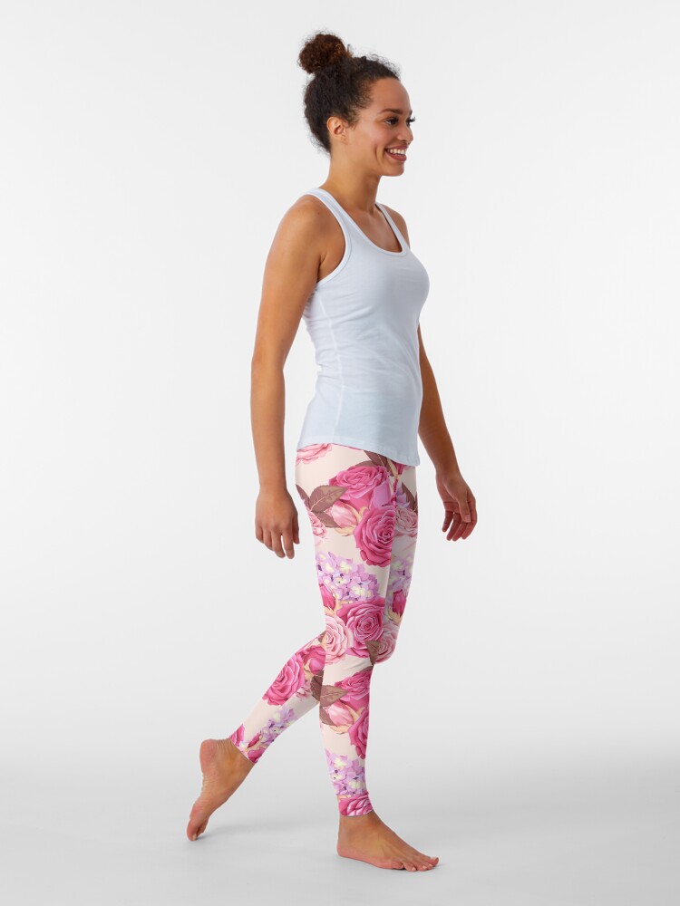 Alternate view of Pink Roses Painting Leggings