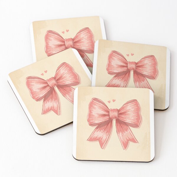 Item preview, Pink Coquette Bow - Vintage Pink Bow with Hearts designed and sold by SatinPosterCo.
