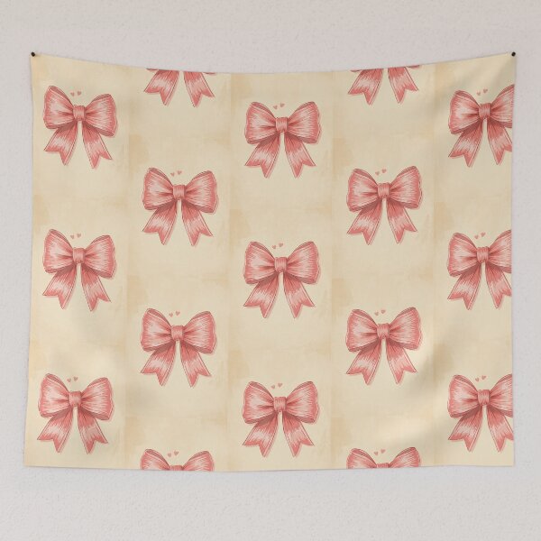 Item preview, Pink Coquette Bow - Vintage Pink Bow with Hearts designed and sold by SatinPosterCo.