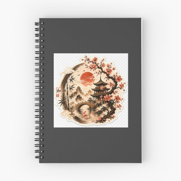 Item preview, Japanese Pagoda Sakura Sunset Sticker designed and sold by EduardTT.