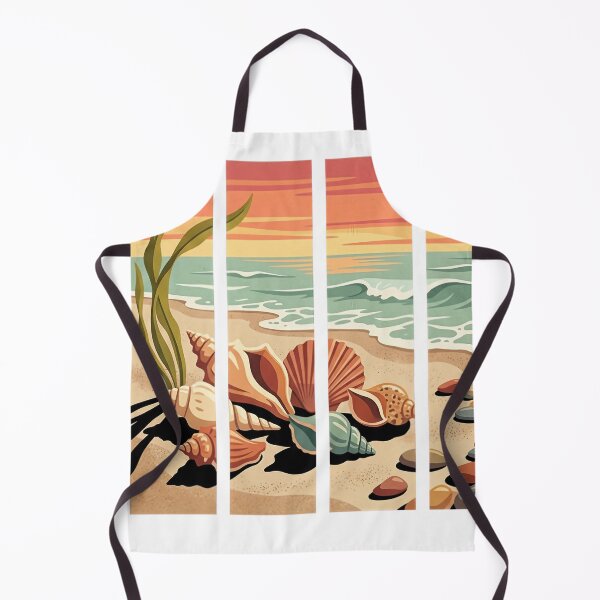 Item preview, Retro Beach Seashells Ocean Sunset Coastal Art designed and sold by JMDesignHub.