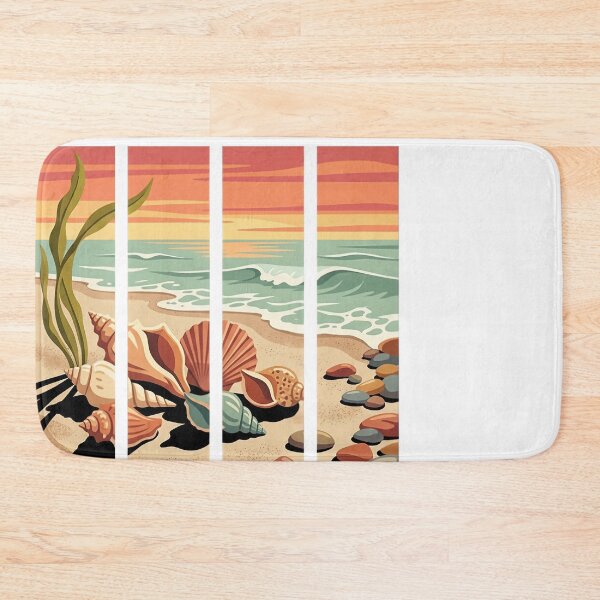 Item preview, Retro Beach Seashells Ocean Sunset Coastal Art designed and sold by JMDesignHub.