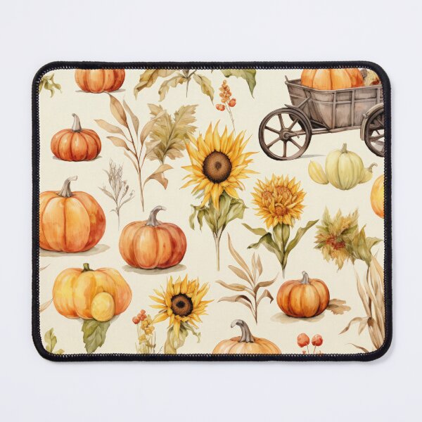 Item preview, Rustic Farmhouse and Autumn Oil Watercolor Print of Pumpkins and Sunflowers, Country Art designed and sold by ArteVintage.