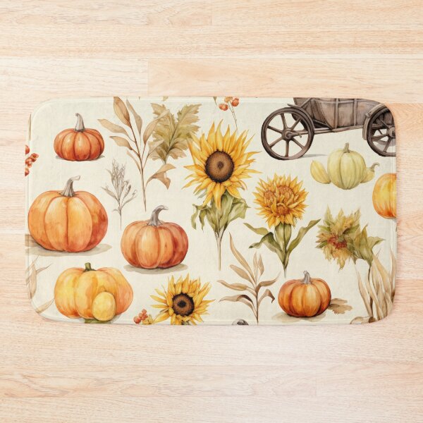 Item preview, Rustic Farmhouse and Autumn Oil Watercolor Print of Pumpkins and Sunflowers, Country Art designed and sold by ArteVintage.