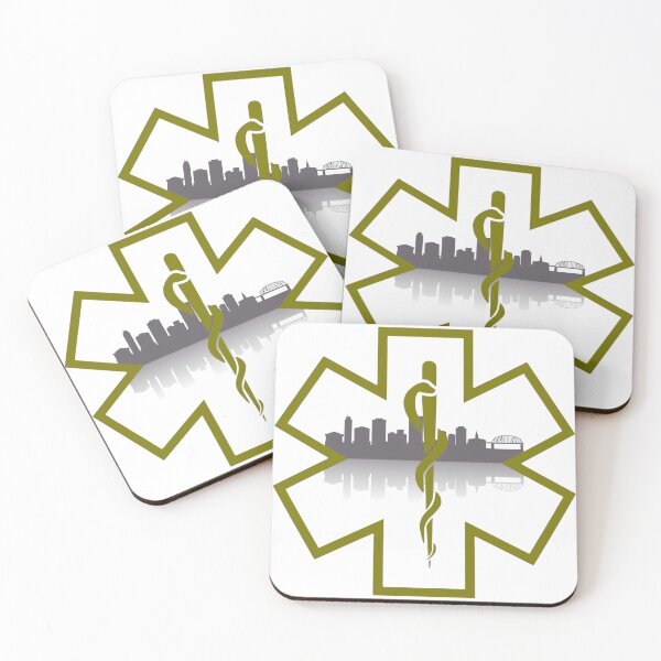Aperçu de l'œuvre City of Rockford Skyline EMS Star of Life (White Background) Design 2 créée et vendue par BerlinerKatzen.