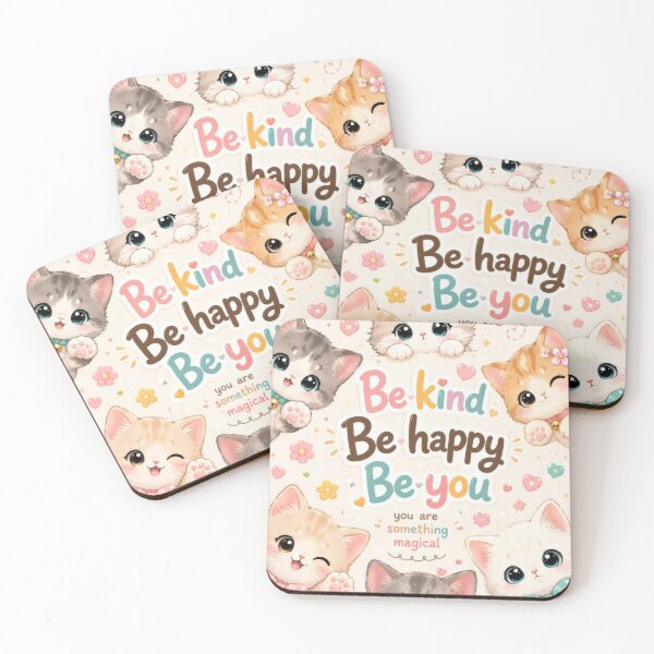 Item preview, Be Kind Be Happy Be You | Cute Kawaii Cat Poster designed and sold by dreamybyana.