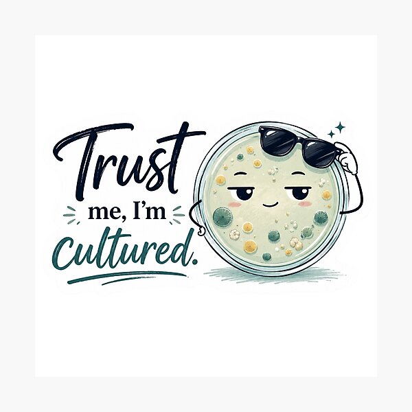 Item preview, Trust Me I’m Cultured Microbiology Sticker designed and sold by Sophie Cotton.